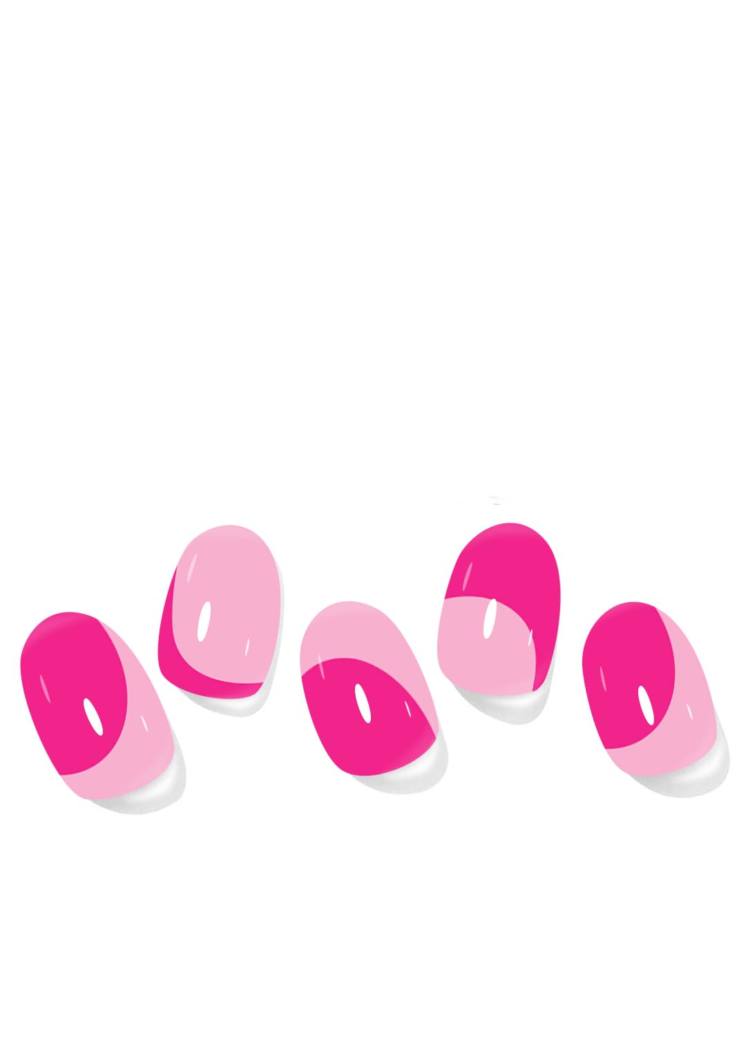 Semi Cured Gel Nail Strips, Hot Pink Outside 20pcs Adhesive UV Sticker, Wraps for Home Manicure DIY