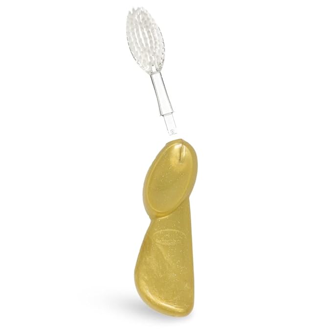 RADIUS Toothbrush Big Brush with Replaceable Head, Left Hand, Soft in Gold, BPA Free and ADA Accepted, Designed to Improve Gum Health and Reduce The Risk of Gum Disease