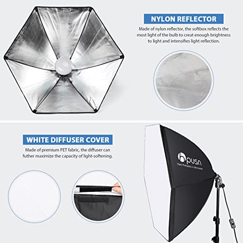 HPUSN Softbox Photography Lighting Kit, 30"X30" Softbox Lighting Kit, 2pcs E27 Socket 5400K LED Bulb, Photo Studio Light for Portrait Lighting, Photography/Video Recording/Live Streaming/YouTube - size: SB02-6