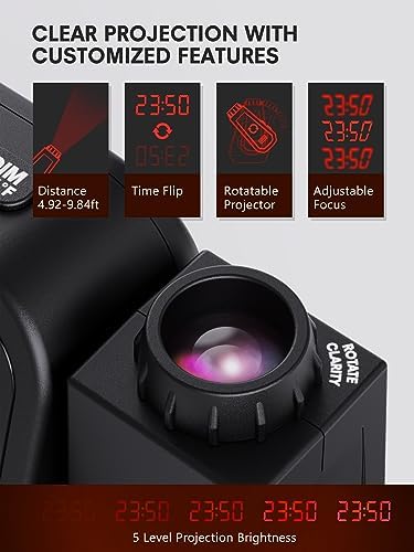 Mesqool Projection Alarm Clock Ceiling Display, with Temperature, Humidity