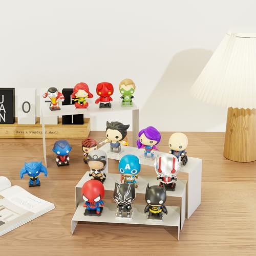 White Matte Metal Display Stand,8 Pcs 2 Set Display Risers, Metal Rectangular Display Shelf Holders for Showcase, Dessert, Perfume, Vendor Events, Cupcake Stands, Toys Display Shelves ( 8Pcs-White, 7”L~8”L~9”L ) - color: 8Pcs-White