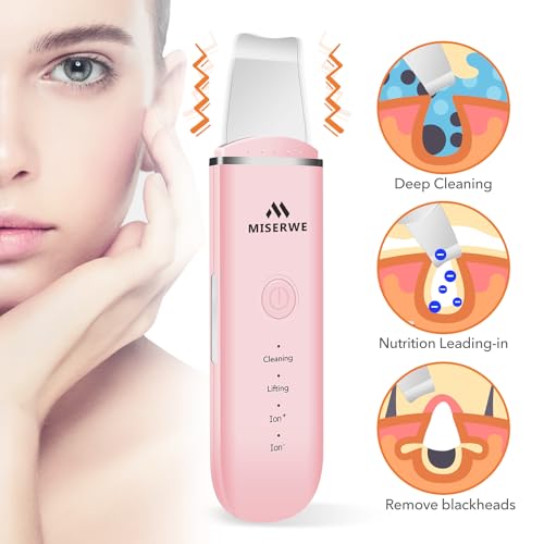 Skin Scrubber Face Skin Spatula Facial Scrubber Spatula Pore Cleaner with 4 Modes (Pink) - color: Pink