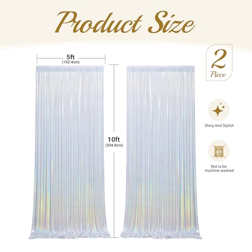 10x10ft Sequin Silver Backdrop Curtains Wedding Party Glitter Curtain Backdrop Fabric Shimmer Drapes Backdrop Bridal Baby Shower Birthday Christmas Photoshoot Background Photography 5x10FT，2 Panels - color: Sequin Silver, size: 10ft X 10ft(2 Panels 5ft X