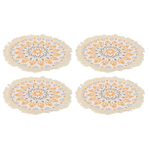 Boho Photography Prop Mat, Boho Decorative Mat with Exquisite Pattern and Tassel Design, Insulation Pad for Table Decoration, Includes 4 Mats for Photo Shoots and DIY Wax