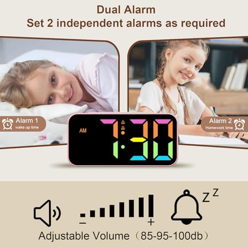Topski Loud Alarm Clocks for Bedrooms Heavy Sleepers, Digital Clock with Night Light, Large Display, Dual Alarm, Snooze, Dimmable Bedside Alarm Clock for Teens