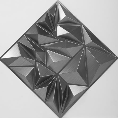Art3d 33-Pack 3D Wall Panels - Diamond Textured Feature Paneling for Gaming, Living Room, TV Wall - 12 x 12 inch Silver - color: ‎Silver, size: 12x12 Inch 33 pcs