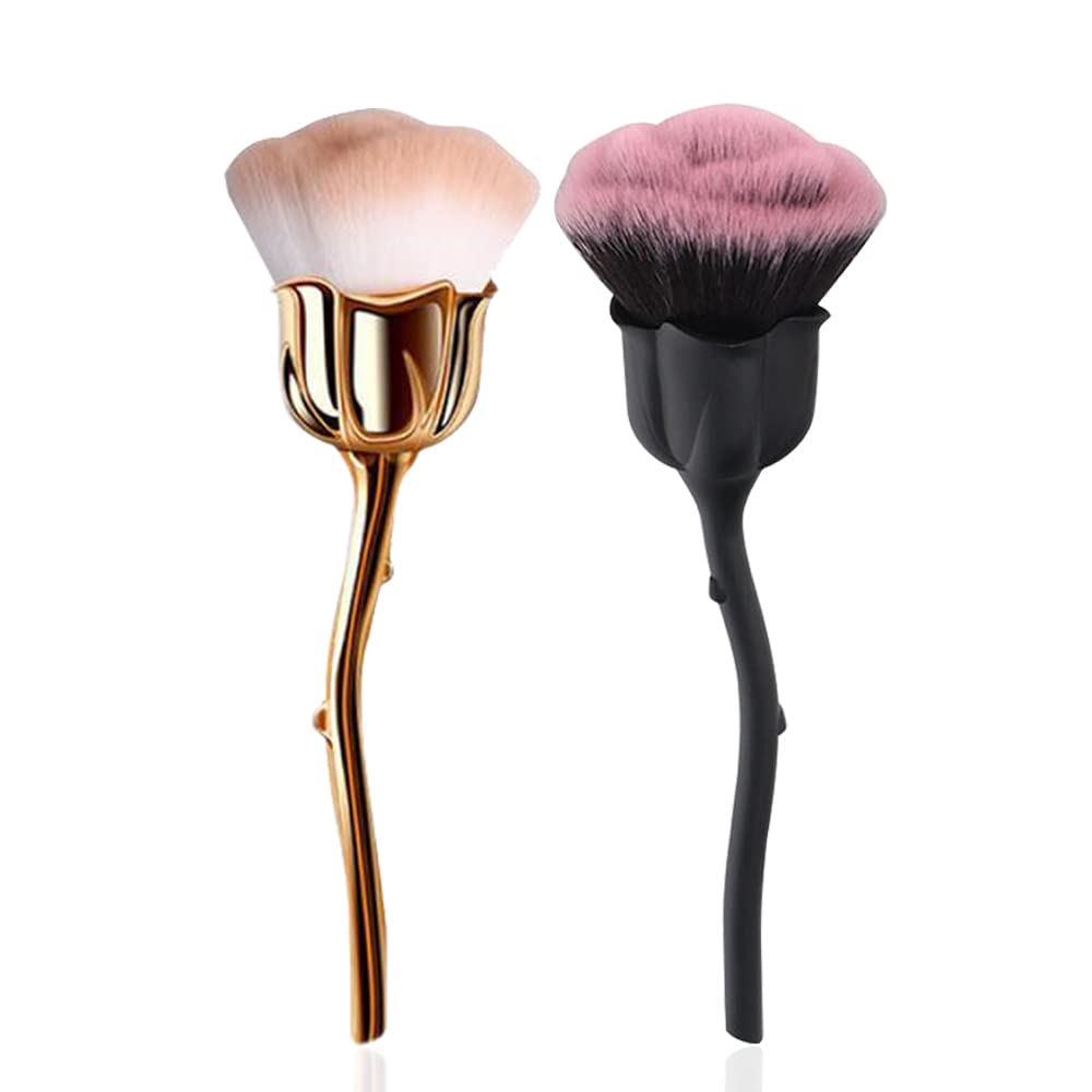 DANNEASY 2pcs Nail Dust Brush Rose Nail Brushes for Cleaning Dust Nail Powder Brush Nail Duster Makeup Blush Brush Acrylic Nail Art Brushes Nail Tools Kit