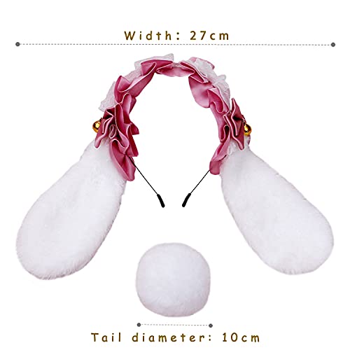 Faylay Cosplay Women Plush Furry Bunny Ears Headwear Accessory Rabbit Headband - color: 1-bjh