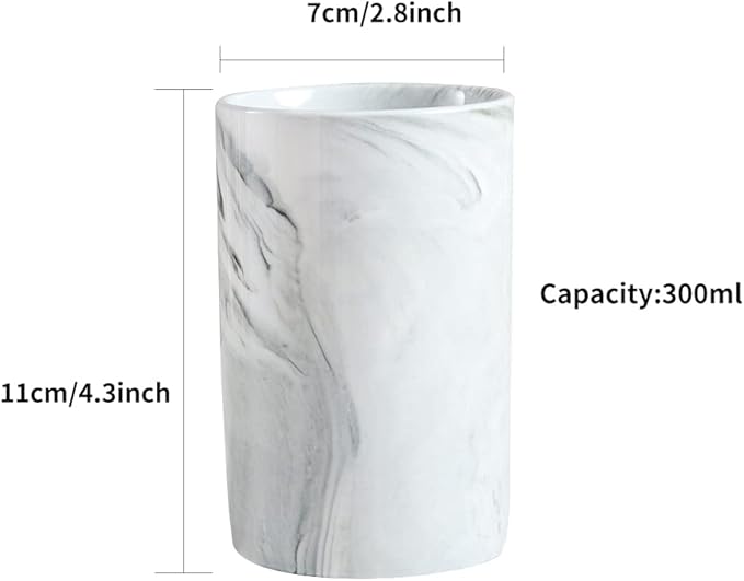 Ceramic Toothbrush Holder, Bathroom Cup, Drinking Mug, Coffee Cups, Marble Pattern Pen Holders, 300ml/Pcs (Grey)