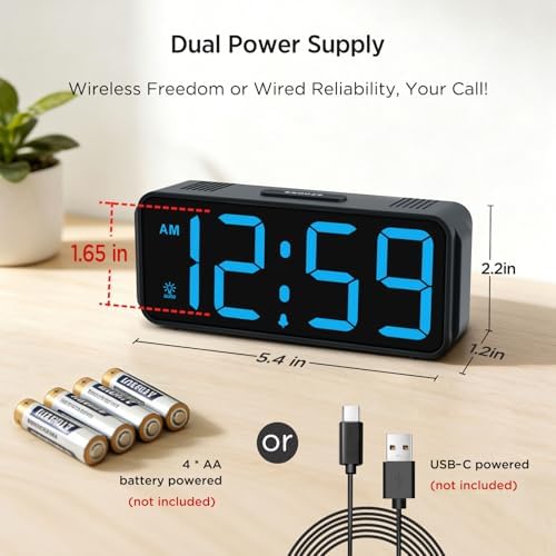 Peakeep Small Digital Alarm Clock Battery Operated for Bedrooms Travel