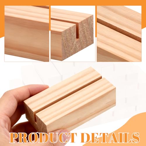 FSWCCK 30 Pieces Wood Place Card Holders Wood Table Number Stands Picture Holder Acrylic Sign Holders for Ceremony Birthday Party Home Decoration