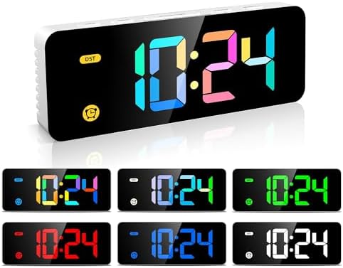 HODIK Alarm Clock for Kids -Digital Clock with 7 Color, 4 Dimmable Backlight & 3 Adjustable Volumes, 12/24 Hour, Snooze, Small Clocks for Classroom Bedroom