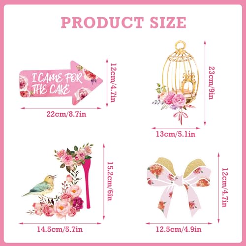 SUNBEAUTY 36 Pcs Tea Party Photo Booth Props - Pink, White, Green - Floral Pattern - Paper Material - Perfect for Parties - color: Tea Party