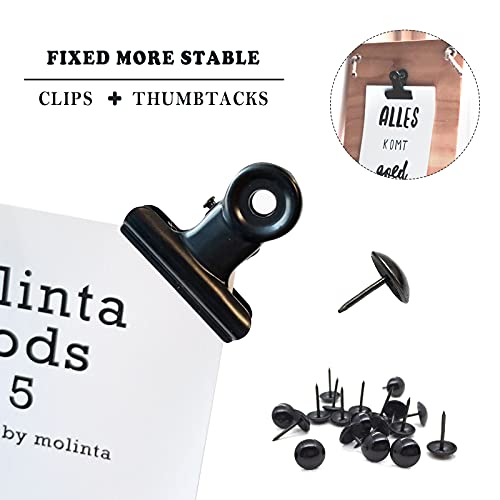 YUCHIYA 20 Pack Metal Clips with 20 Push-pins, Mini Binder Clips, Black (1.25 Inch) - color: Black, size: 1.2 inch