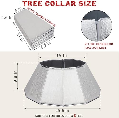 Blissun Fabric Christmas Tree Collar, Shiny Christmas Tree Ring, Willow Christmas Tree Skirt for Christmas Indoor Decorations (Shiny Silver)
