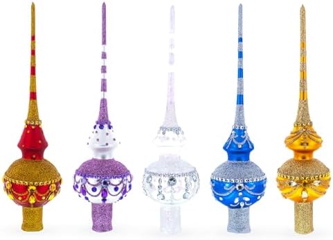 Double Ball Clear Glass Christmas Tree Topper 12.5 Inches