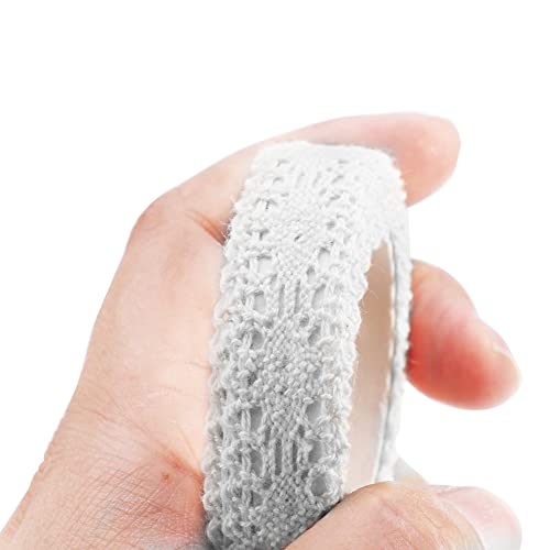 JIANWEI Washi Tape Lace Pattern, Self-Adhesive Decorative Masking Tape, DIY Scrapbooking Lace Tape Sticker, for Card Making/Crafts/Frames/Gifts Decoration (White)