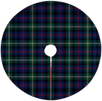 Malcolm Tartan Blue & Green Printed Christmas Tree Skirt, 36 Inch