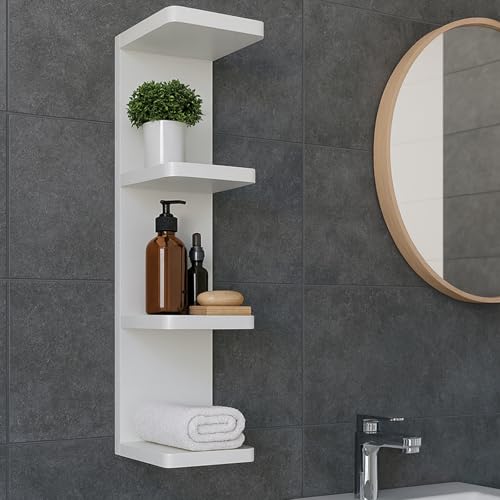 LitaEther Modern Lack Wall Shelf -Round Edge (White, 4 Tier) - color: White, size: 4 Tier