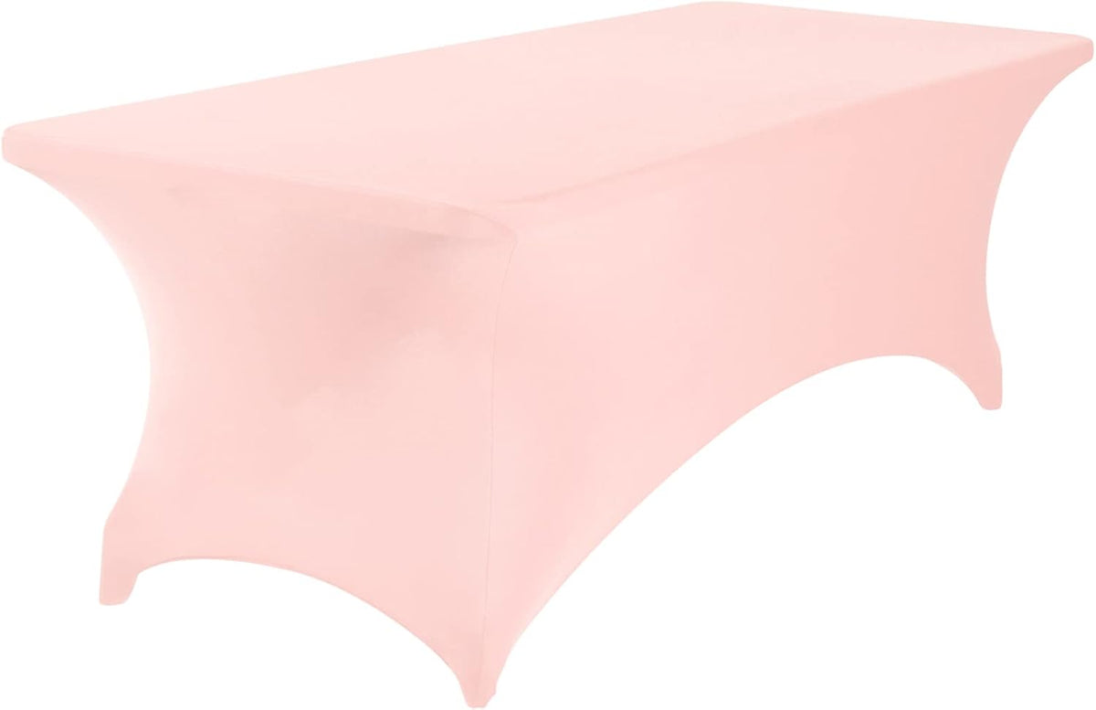 4Pack Spandex Waterproof Table Covers 8ft，Spandex 8ft Waterproof Table Cover for Party,Wedding, Banquet, and Events(Blush Pink)