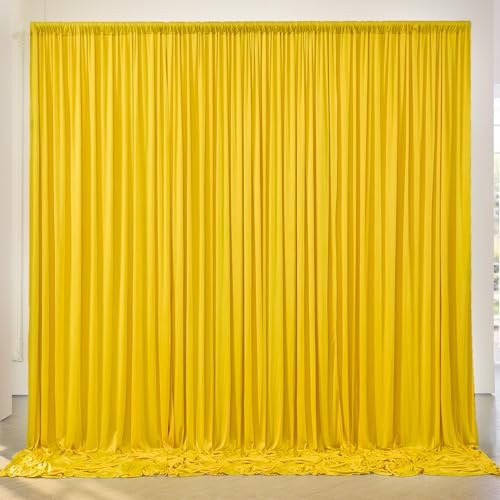 10ft x 10ft Wrinkle Free Yellow Backdrop Curtain for Parties, Polyester Photo Backdrop Drapes 2 Panels 5x10ft for Wedding Birthday Photography Background Baby Shower Decor - color: Yellow, size: 10ftx10ft