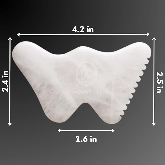 Mount Lai Vitality Qi White Jade Gua Sha Facial Tools Sculpting Tool with Protective Pouch - Face & Body Guasha Tools for Self-Care, Sculpting, Puffiness Relief & Muscle Tension Massage