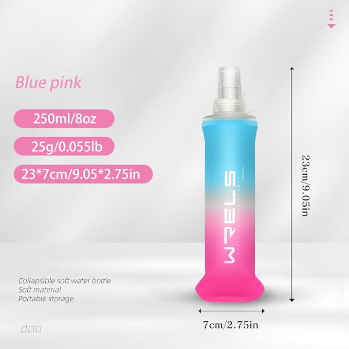 Soft Flasks TPU Soft Water Bottles Folding Soft Running Water Flask Small for Outdoor Sports Hiking Hydration Pack 8oz/17oz Hiking Cycling Climbing