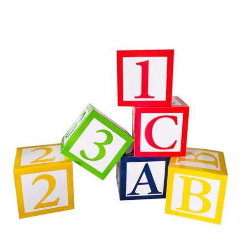 Party Decor Boxes，6 Packs 30cm ABC 123 Letters Paper Boxes Set，Back to School Party Photo Props