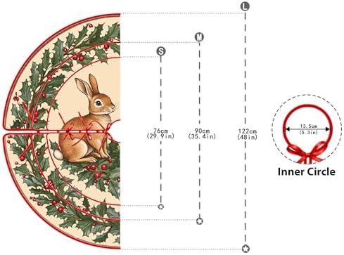 Rabbits Christmas Tree Skirt by Leo Walker Red White Cloth Christmas Tree Base Cover Skirts Decor for Xmas Party Holiday Home Garden Tree Skirt 36 Inch