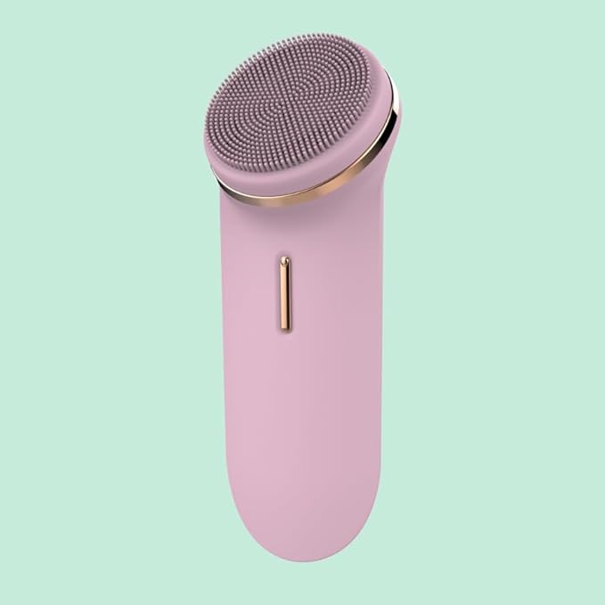 Electric Cleansing Facial Brush - Rechargeable Waterproof Face Exfoliator, 5-Speed Silicone Face Scrubber, Deep Cleanse & Moisturizer, Adjustable Heads, All Skin Types, for Men & Women (Pink Pearl)