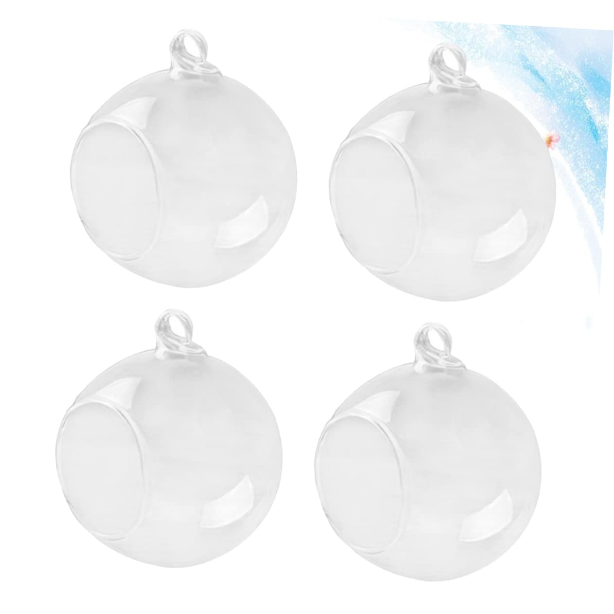Cabilock 4pcs Hanging Glass Terrarium Shape Container for Plants Home Decor Wedding Decoration Flat Base Design