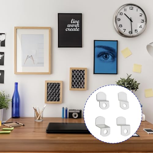 Offset Canvas-Clips for Picture Framing - 40 pcs Heavy Duty Photo Frame & Painting Clamps with 20 Screws, Silver Photo Frame Clips Offset Mirror Clamps Clips(5 Pcs Each of 1/8", 1/4", 3/8", 1/2" )