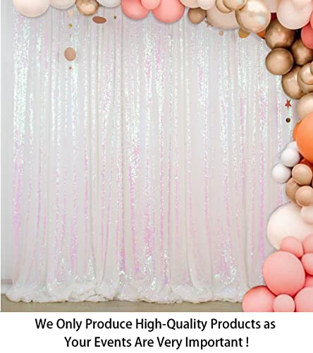 ShinyBeauty Sequin Backdrop 5FTx7FT Iridescent White - Photo Booth, Wedding, Baby Shower, Grad Party, Birthday - color: Iridescent, size: 5FTx7FT