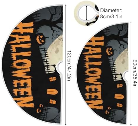 Dussdil Castle Witch Halloween Tree Skirt Moon Bats Christmas Xmas Tree Skirts 36 Inches Holiday Party Tree Stand Mat Tree Skirt Floor Door Pad for Indoor Outdoor Home Office Ornaments