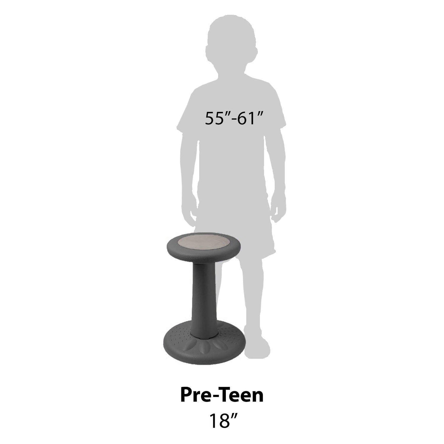 Studico ActiveChairs Kids Wobble Stool, Flexible Classroom Seating Improves Focus, Posture & Helps ADHD/ADD. Get The Wiggles Out Active Fidget Desk Chairs, Pre-Teen 17.75" Chair, Ages 7-12, Grey