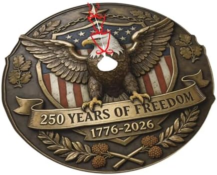 Vintage Eagle Christmas Tree Skirts 30", 250 Years of Freedom Xmas Tree Cloth Mats Trees Skirts for Decor Gift, Home Decoration
