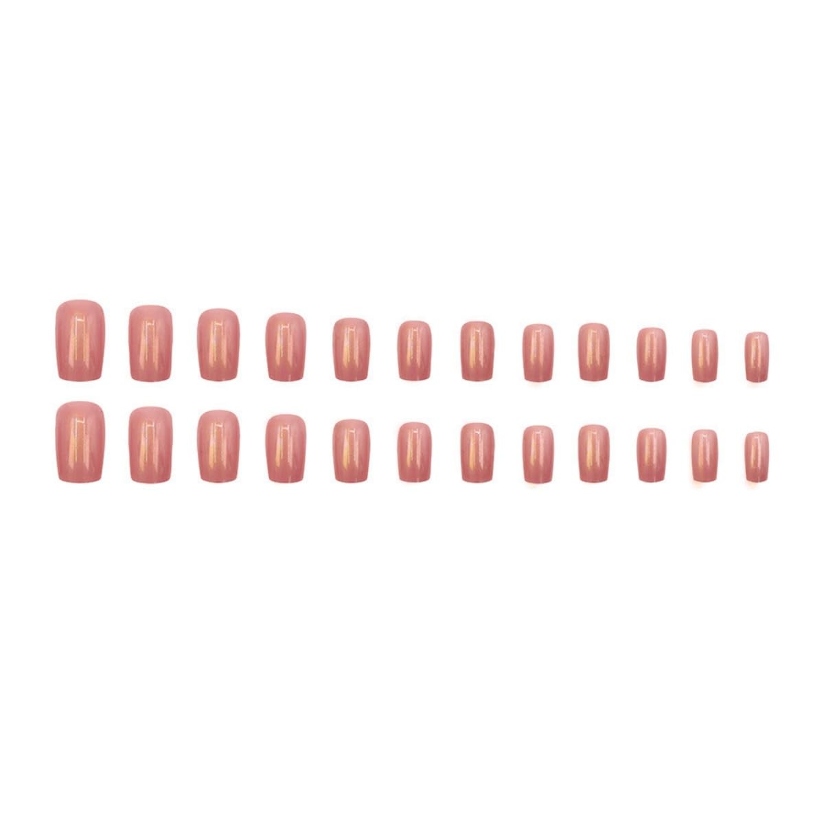 Pink Press on Nails Medium Square Nails Fake Nails Hot Pink Nail Press ons Chrome Glossy Glue on Nails Full Cover Shiny Acrylic Stick on Nail for Women Manicure 24Pcs