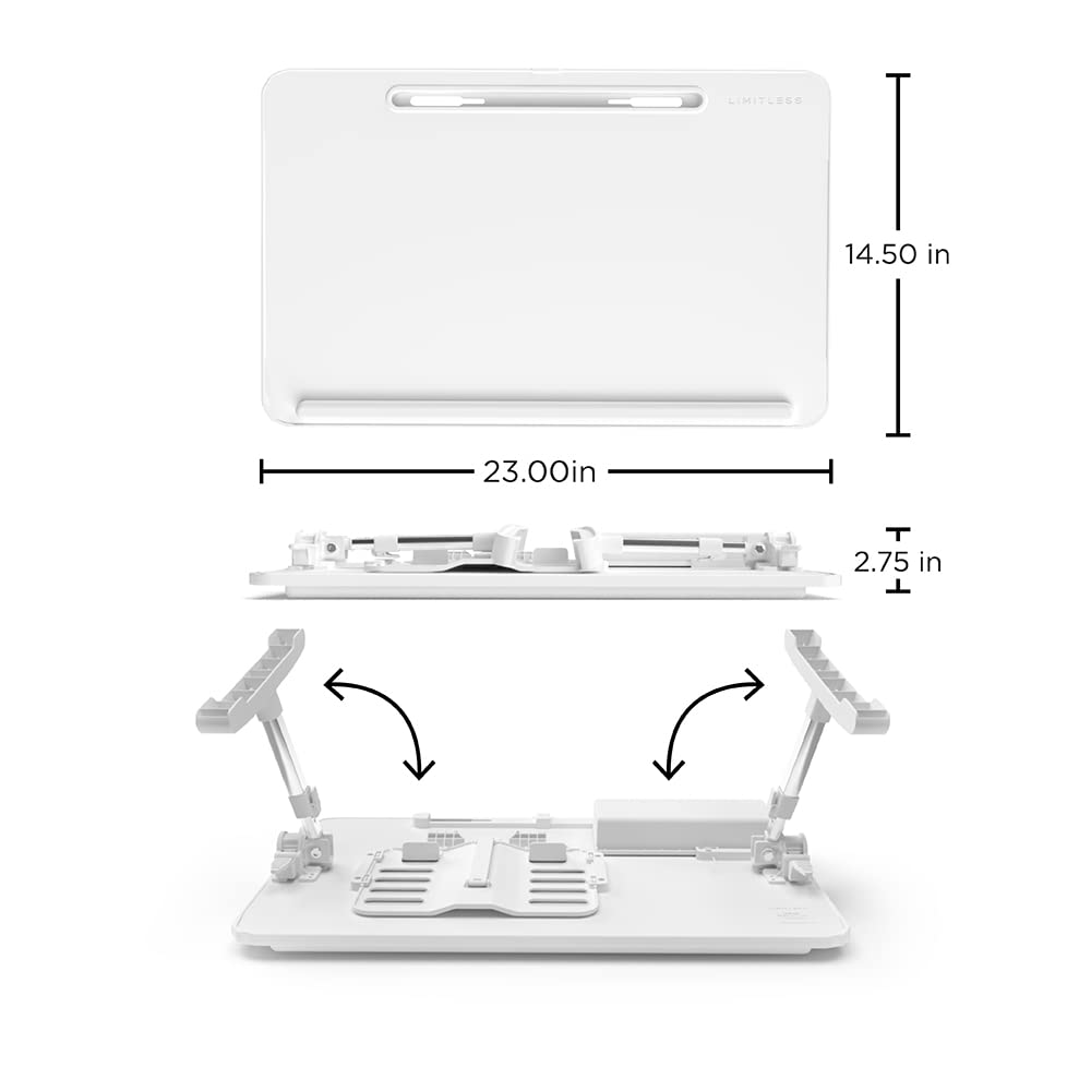 Limitless TotalDesk Portable Workstation and Lap Desk with Adjustable Height & Tilt (White)
