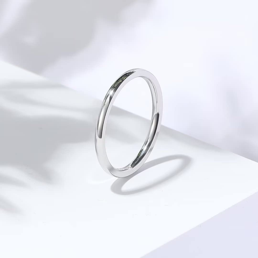 King Will 316L Stainless Steel Wedding Band for Men Women-2mm Width Sliver Plated Wedding Ring Domed Style High Polished with Laser I Love You Comfort Fit Size 11