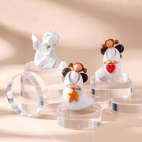 Remerry 8 Pcs Acrylic Round Blocks for Display Clear Polished Blocks Display Clear Acrylic Edge Polished Base Exhibition Riser for Table Showing Cosmetics Collectibles (3 x 3 x 1 Inches) - size: 3 X 3 X 1 Inches