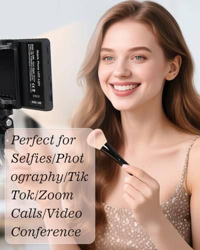 60 LED Portable Selfie Light Video Conference Lighting with Clip & Camera Tripod Adapter Rechargeable 2000mAh CRI 97+, 3 Light Modes for Phone iPhone Webcam Laptop Photo Makeup (Black)