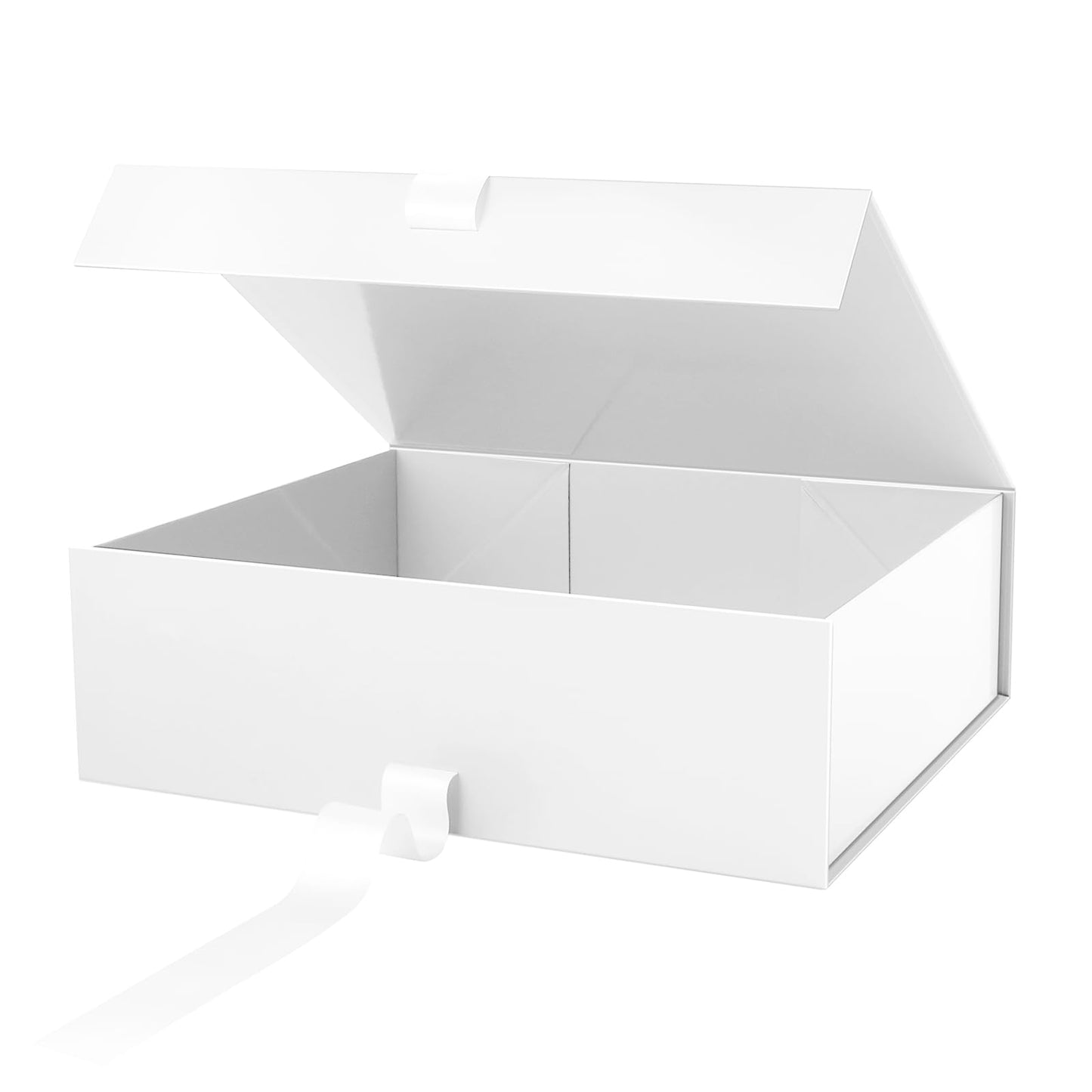 PACKHOME Mother's Day 17x14.5x5.5 Inches, Extra Large Gift Box with Lid, Magnetic Closure Boxes with Ribbon for Clothes and Large Gifts (Glossy White)