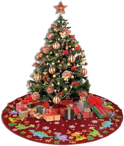 Cute Dinosaur Christmas Tree Skirts Cute Dinosaur Printed Tree Skirt 36" Gorgeous Xmas Holiday Party Ornaments Keepsake Gift
