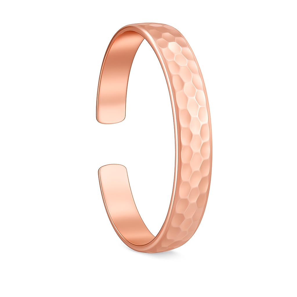 Healing Monk Pure Copper Bracelet for Men & Women – Handmade Uncoated Copper Jewelry Cuff – Adjustable Healing Copper Bracelets for Arthritis – Mens & Womens Copper Cuff Pulsera de Cobre (Hammered)