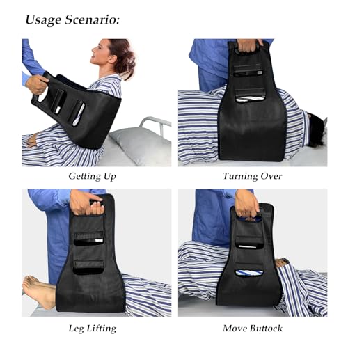Transfer Belt Transfer Sling - Padded Gait Belt - Heavy Duty Patient Lift, Mobility Standing and Lifting Aid for Disabled, Elderly, Injured - Safely Move from Bed and Wheelchair(Black) - color: Black 2
