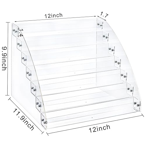 SOUJOY 7 Tier Sunglass Organizer Stand, Acrylic Sunglass Holder, Clear Nail Polish Display Stand, Eyewear Countertop Storage Tray for Highlighting Glasses, Makeup, Essential Oil