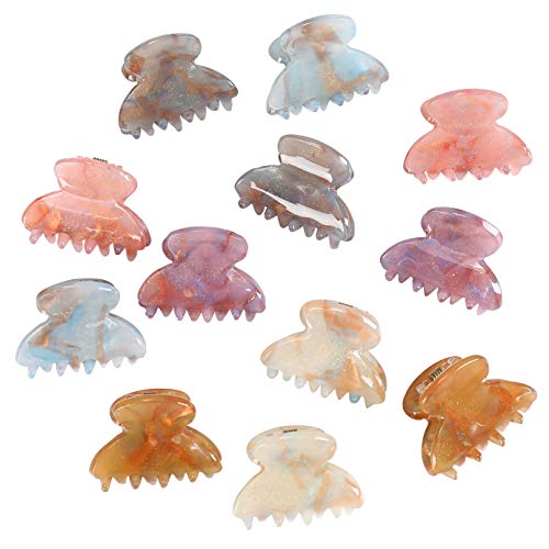 Claw Jaw Clips 12PCS Small for Thin Hair Styling Accessories Classic Clamp for Women Girls (Sequins) - color: Sequins