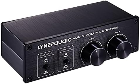 HXBER Passive Audio Volume Controller with Fully-Balanced & Single-Ended Mode XLR & RCA Interface for Home Stereo System Pre-Amplifier Speaker, Black