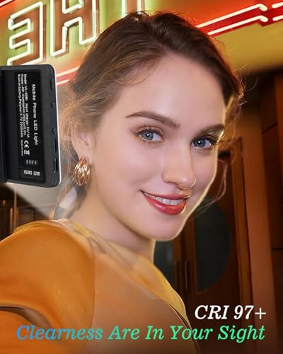 60 LED Portable Selfie Light Video Conference Lighting with Clip & Camera Tripod Adapter Rechargeable 2000mAh CRI 97+, 3 Light Modes for Phone iPhone Webcam Laptop Photo Makeup (Black)