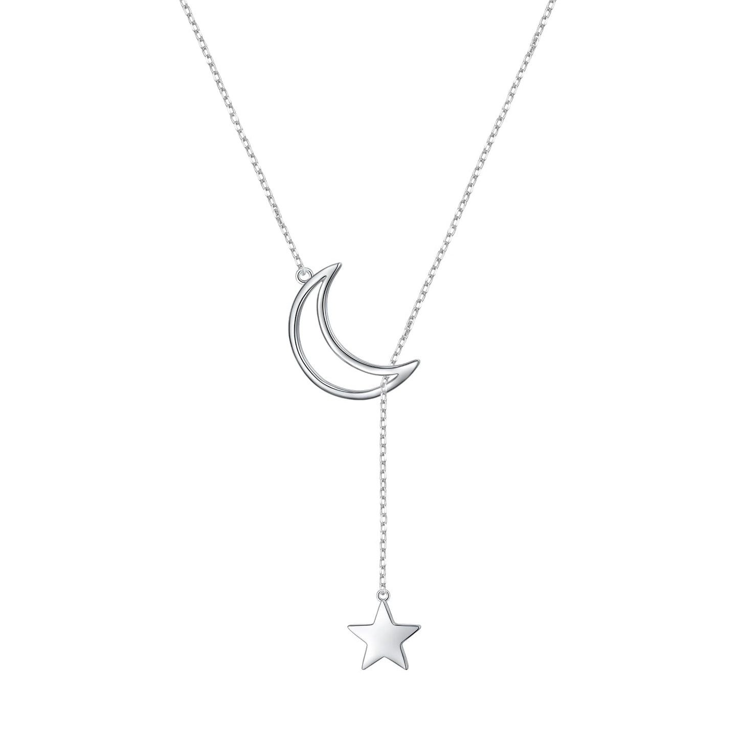 DAOCHONG Long Necklace Moon Star Sweater Necklace Long Chain Y Lariat Necklace for Women